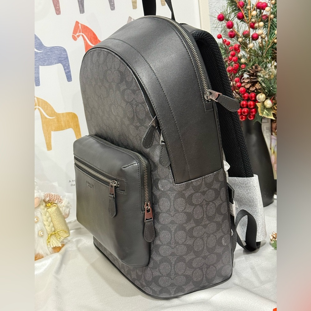 NWT Coach West Backpack In Signature Canvas Cv925 Gunmetal /charcoal /black - Picture 3 of 12